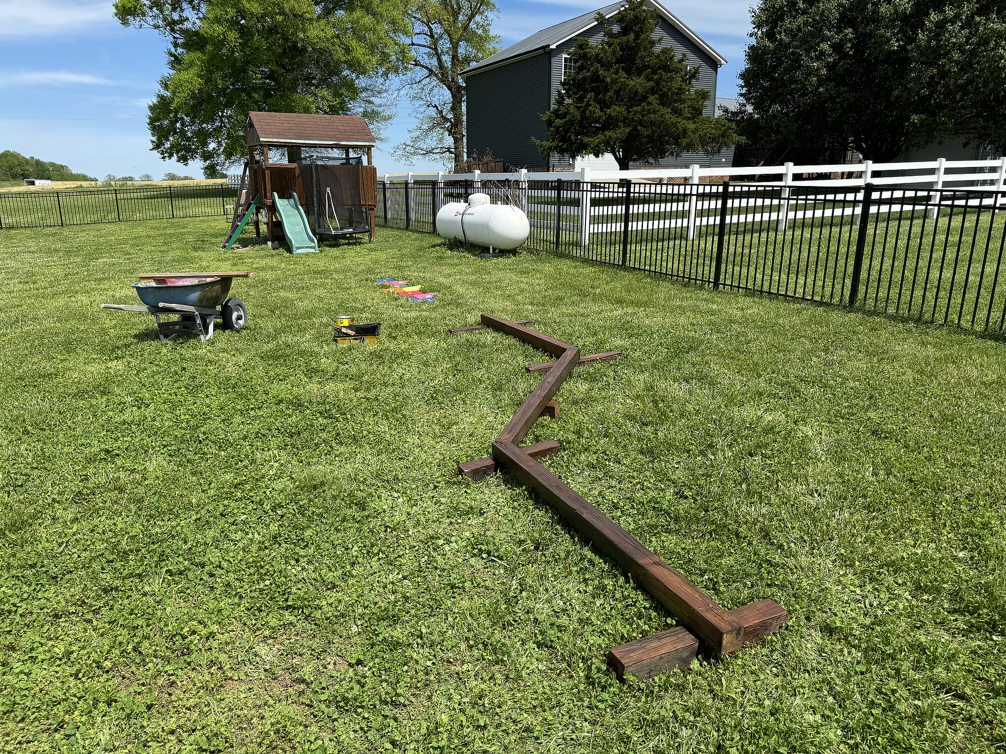 Threw together an outdoor balance beam for the kids