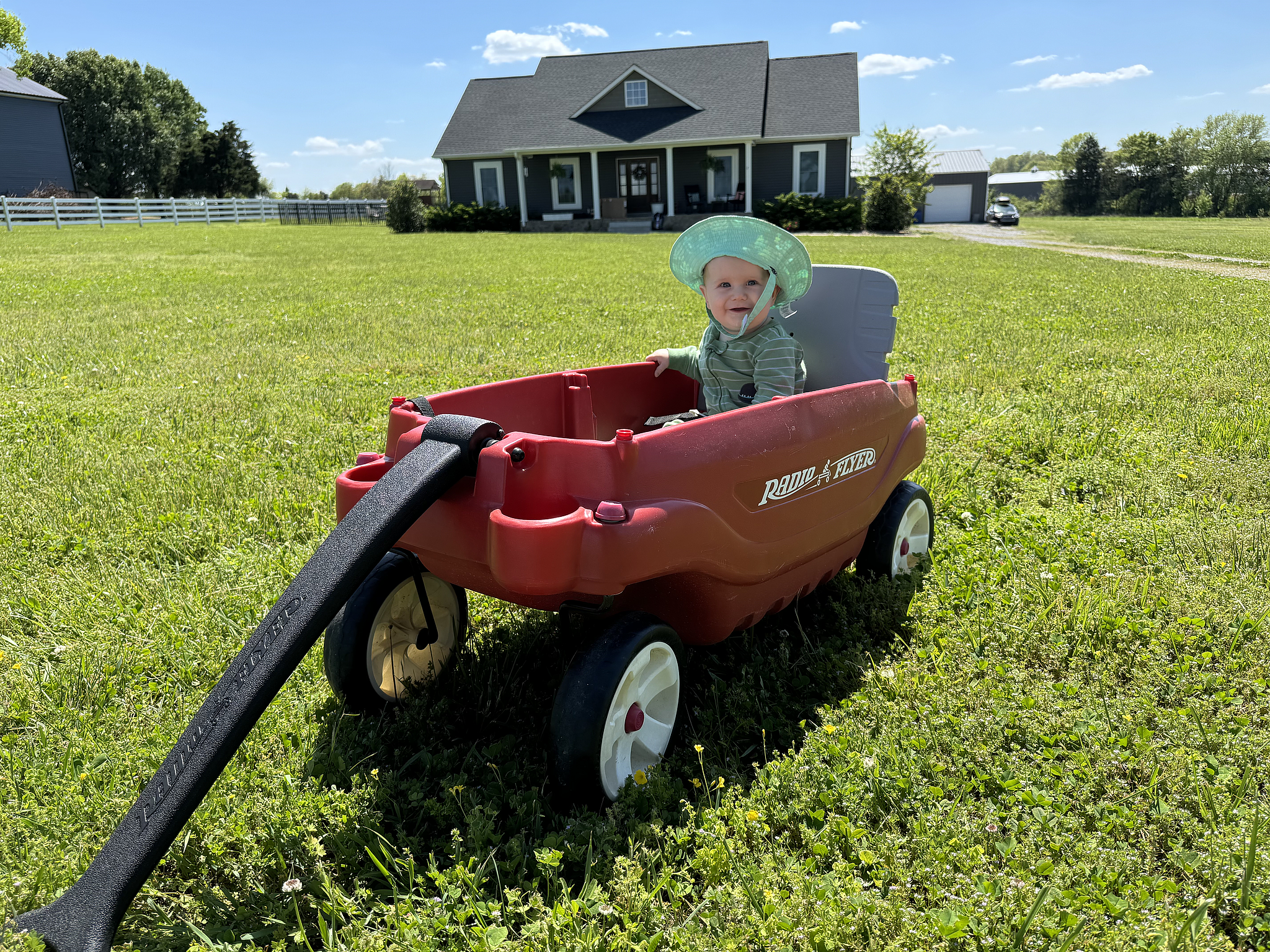 Fletcher started yesterday with a fever but ended it with a wagon ride