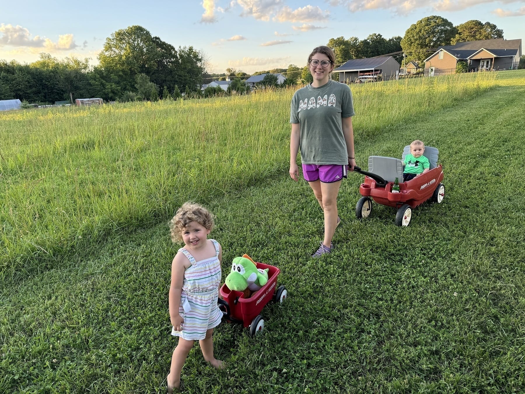 Afternoon yard walks in the back field